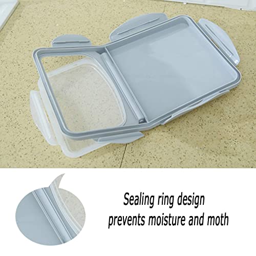 Grain Rice Storage Bin Food Containers Set Leak Proof Locking Lid, Large Storage Boxes Plastic Cereal Pet Food 15kg(18L), Grey,2packs