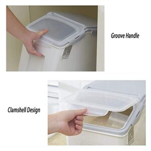 Grain Rice Storage Bin Food Containers Set Leak Proof Locking Lid, Large Storage Boxes Plastic Cereal Pet Food 15kg(18L), Grey,2packs