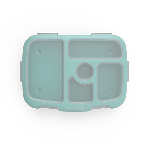 Bentgo Kids Brights Tray (Aqua) with Transparent Cover - Reusable, BPA-Free, 5-Compartment Meal Prep Container with Built-In Portion Control for Healthy At-Home Meals and On-the-Go Lunches