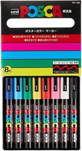 mitsubishi pencil water-based pen-poska medium letter round core 8 colors pc5m8c japan