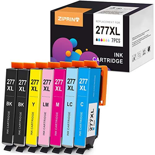 ZIPRINT Remanufactured Ink Cartridge Replacement for EPSON 277XL 277 T277 to use with XP-850 XP-860 XP-950 XP-960 XP-970 Printer (2Black, 1Cyan, 1Magenta, 1Yellow, 1Light Cyan, 1Light Magenta)