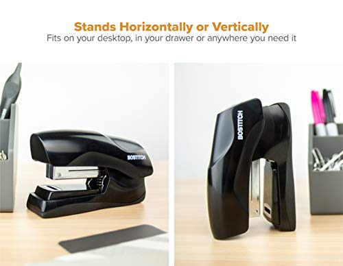 Bostitch Office Heavy Duty Stapler, 40 Sheet Capacity, No Jam, Half Strip, Fits into the Palm of Your Hand, For Classroom, Office or Desk, Black