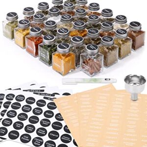 Unique Design Spice Jars with 372 Labels, 29-Pack 4.5 oz Personalized Cubic Clear Glass Spice Jars with Shakers, Lids, Empty Square Reusable Kitchen Spice Storage Containers