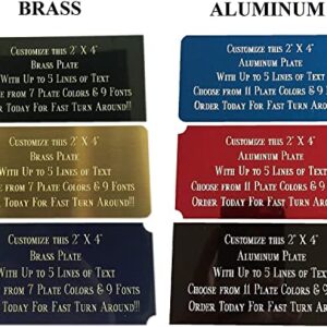 Custom Personalized Engraved Brass/Aluminum Name Plate Plaque Art Label Tag Gift Trophy 2x4 / 2x6 / 3x6 inch