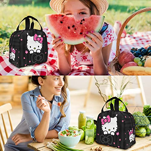 Solmlgo Kids Lunch Bag for Women Girls Cat Lunch Box Pink Insulated Lunch Bags Reusable Cooler Tote Lunch Box with Pockets for Office Work School Picnic