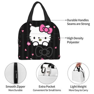 Solmlgo Kids Lunch Bag for Women Girls Cat Lunch Box Pink Insulated Lunch Bags Reusable Cooler Tote Lunch Box with Pockets for Office Work School Picnic