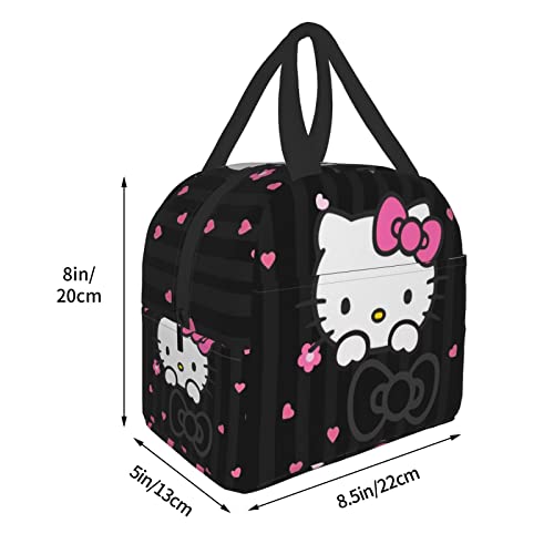 Solmlgo Kids Lunch Bag for Women Girls Cat Lunch Box Pink Insulated Lunch Bags Reusable Cooler Tote Lunch Box with Pockets for Office Work School Picnic