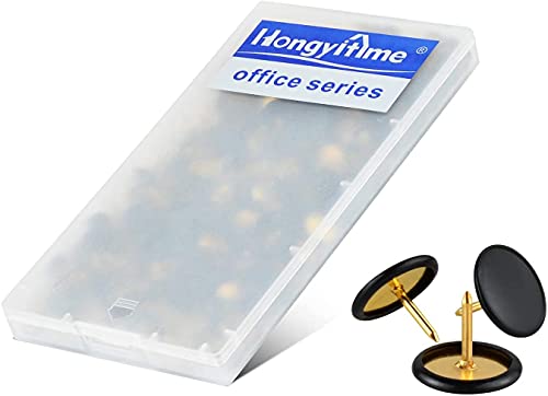 HongyiTime 400 PCS Push Pins,Thumb Tacks, Wall Tacks, Tacks, Push Pin,Thumbtack, Flat Push Pins, Thumbtacks Flat, Push Pins for Cork Board, Push Pins for Wall, Board Pins,Tacks and Push Pins (Black)