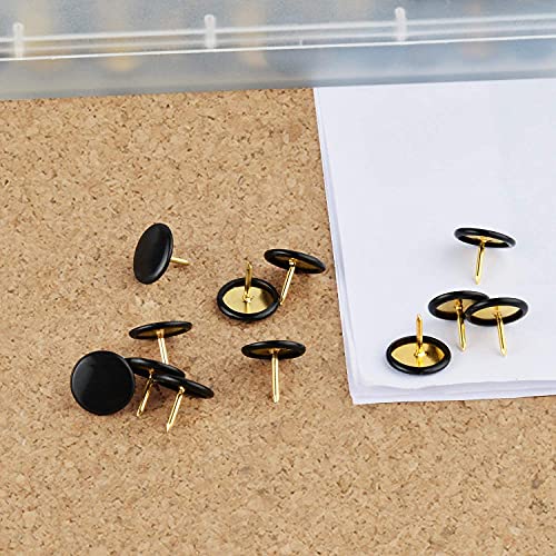 HongyiTime 400 PCS Push Pins,Thumb Tacks, Wall Tacks, Tacks, Push Pin,Thumbtack, Flat Push Pins, Thumbtacks Flat, Push Pins for Cork Board, Push Pins for Wall, Board Pins,Tacks and Push Pins (Black)