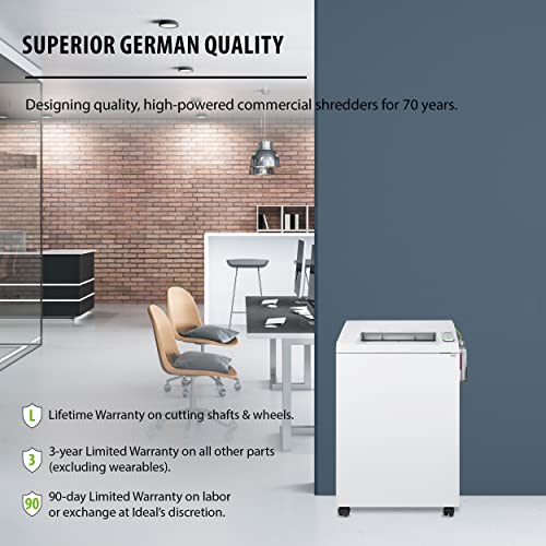 ideal. 4002 Cross-Cut Centralized Office Paper Shredder with Automatic Oiler, Continuous Operation , 24 to 26 Sheet, 44 gallon Bin, Shred Staples/Paper Clips/Credit Cards/CDs/DVDs, P-4 Security Level