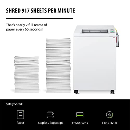 ideal. 4002 Cross-Cut Centralized Office Paper Shredder with Automatic Oiler, Continuous Operation , 24 to 26 Sheet, 44 gallon Bin, Shred Staples/Paper Clips/Credit Cards/CDs/DVDs, P-4 Security Level