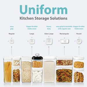 Felli Flip Tite Food Storage Container 5PC Variety Set White Lids Airtight Seal Pantry Fridge Organizer Kitchen Counter Organization Canister Spice Snack Pasta Candy Coffee Bean Valentines Day Gifts for Women