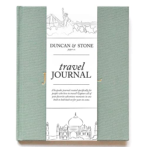 Travel Journal by Duncan & Stone - Sage Green | Travel Planner for Best Friend Gift | Vacation Scrapbook and Photo Album | Congratulations Present for College Graduation or Wedding | Adventure Book for Couples or Boyfriend | World Trip Notebook for Women