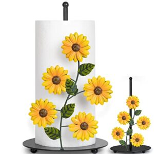 sunflower paper towel holder – sunflower kitchen decor and accessories yellow farmhouse countertop cute country stuff vintage home decoration black metal rustic kitchen counter decor housewarming gift