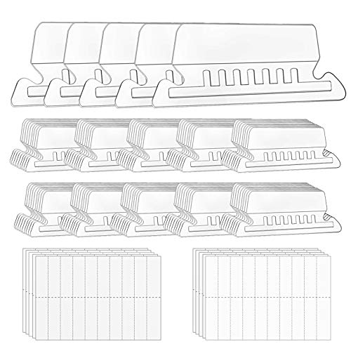 File Folder Tabs, 100+200 Sets Hanging File Folder Tabs with Inserts for Hanging Folders, 2 Inch Clear Plastic Hanging File Tabs for Quick Identification