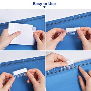 File Folder Tabs, 100+200 Sets Hanging File Folder Tabs with Inserts for Hanging Folders, 2 Inch Clear Plastic Hanging File Tabs for Quick Identification