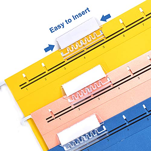 File Folder Tabs, 100+200 Sets Hanging File Folder Tabs with Inserts for Hanging Folders, 2 Inch Clear Plastic Hanging File Tabs for Quick Identification