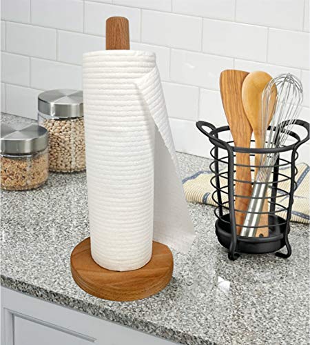 Yistao Wood Paper Towel Holder, Wooden Paper Towel Holder Countertop Standing Paper Towel Organizer Roll Dispenser for Kitchen Countertop & Dining Table