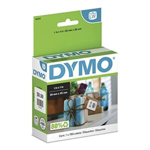 dymo authentic lw multi-purpose square labels | dymo labels for labelwriter printers, great for barcodes, (1″ x 1″), 1 roll of 750