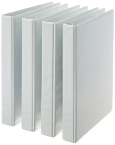 amazon basics 3-ring binder, 1-inch – white, 4-pack