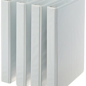 Amazon Basics 3-Ring Binder, 1-Inch - White, 4-Pack