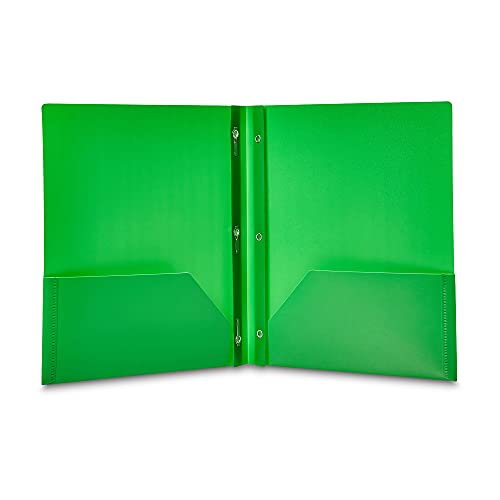 Amazon Basics Heavy Duty Plastic Folders with 2 Pockets for Letter Size Paper, Pack of 12