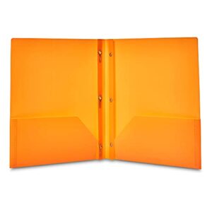 Amazon Basics Heavy Duty Plastic Folders with 2 Pockets for Letter Size Paper, Pack of 12