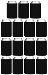 tahoebay blank can cooler sleeves (15-pack) black plain soft insulated blanks for soda, beer, water bottles, htv vinyl projects, wedding favors and gifts
