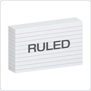 Oxford Index Cards, 500 Pack, 3x5 Index Cards, Ruled on Front, Blank on Back, White, 5 Packs of 100 Shrink Wrapped Cards (40176)