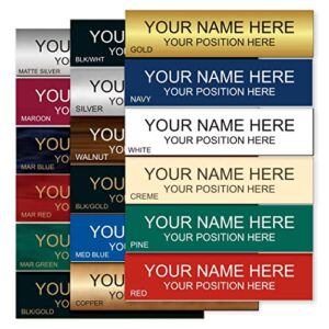 Lasercrafting Office Desk Name Plate or Wall / Door Sign - 2x8 or 2x10 - Laser Engraved Sign - CUSTOMIZE. Holder/bracket available. Choose colors and fonts. Great gift idea.