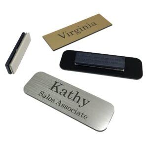 CUSTOMIZED4U 1inX3in Employee Personalized Name Tag Badge Pin or Magnet Attachment Customized Identification Engraved