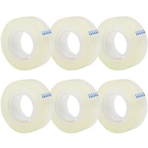 6 rolls transparent tape refills, clear tape, all-purpose transparent glossy tape for office, home, school