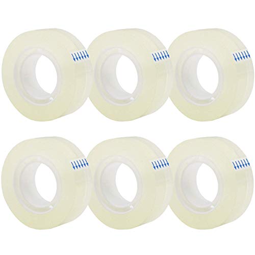 6 Rolls Transparent Tape Refills, Clear Tape, All-Purpose Transparent Glossy Tape for Office, Home, School