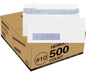 500#10 single left window self seal security envelopes, designed for quickbooks invoices & business statements, computer printed checks peel and seal flap number 10 size 4-1/8 x 9-1/2 inches, 24 lb