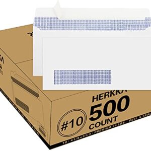 500#10 Single Left Window SELF Seal Security Envelopes, Designed for QuickBooks Invoices & Business Statements, Computer Printed Checks Peel and Seal Flap Number 10 Size 4-1/8 x 9-1/2 Inches, 24 LB