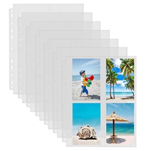 sooez 30 pack heavy duty photo page protector (3.5×5, 240 photos), plastic clear photo album sleeves for 3-ring binder, four pockets per page top loading, double-sided
