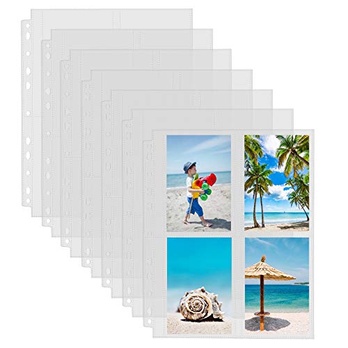 Sooez 30 Pack Heavy Duty Photo Page Protector (3.5x5, 240 Photos), Plastic Clear Photo Album Sleeves for 3-Ring Binder, Four Pockets Per Page Top Loading, Double-Sided