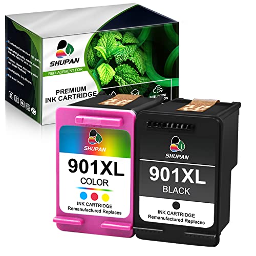 SHUPAN 901XL Ink Cartridge Combo Pack Replacement for HP 901XL 901 XL Ink Cartridge Work with HP Officejet 4500 J4500 J4524 J4540 J4640 J4550 J4580 J4624 Printer (1 Black 1 Tri-Color)