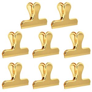 set of 8 heavy duty stainless steel bag clips, sourceton 3 x 2.4 inch durable paper seal grip for coffee food bread bags, kitchen home usage- gold