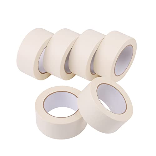 LICHAMP Wide Masking Tape 2 inches, 6-Pack White Masking Tape Bulk Multi Pack, General Purpose & High Performance, 1.95 inches x 55 Yards x 6 Rolls (330 Total Yards)