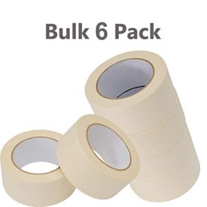 LICHAMP Wide Masking Tape 2 inches, 6-Pack White Masking Tape Bulk Multi Pack, General Purpose & High Performance, 1.95 inches x 55 Yards x 6 Rolls (330 Total Yards)