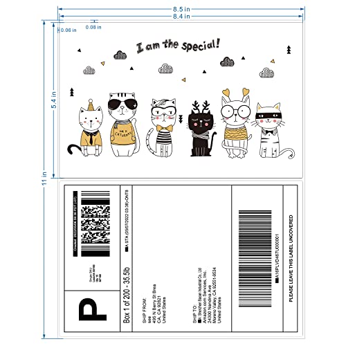 Methdic Shipping Labels 8-1/2"×5-1/2" 200 Labels Sticker Paper for Laser/Ink Jet Printer Mailing Labels 8.5"×11" White 2 per Sheet