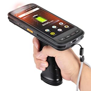 munbyn 2023 new android scanner android 11 barcode scanner handheld mobile computer 1d/2d qr pdf17 zebra scanner, ip65 8000mah pistol grip inventory scanner, 5.2” screen 4g wi-fi gms data collector