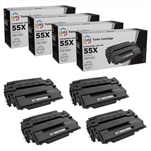ld products compatible replacements for hp 55x 55a ce255x ce255a toner cartridge for laserjet p3015 p3015dn p3015x hp laserjet pro 500 mfp m521dn m521dw m521 m525 toner printer (hy black, 4-pack)