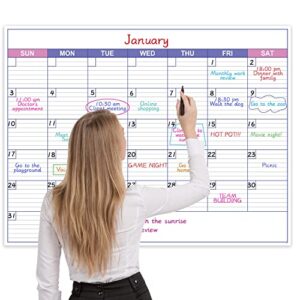 large dry erase calendar for wall – undated 1 month wall calendar, 40″ x 30″, erasable & reusable laminated white board calendar with 8 round stickers, great layout wall calendar dry erase for home, office and school