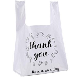 foraineam 500 ct plastic bags thank you reusable grocery bag – 13 x 7 x 21 inch, 15 mic, 0.6 mil t-shirts carryout shopping bags