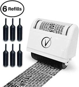 identity theft protection roller stamps wide kit, including 6-pack refills – confidential roller stamp, anti theft, privacy & security stamp, designed for id blackout security – classy white