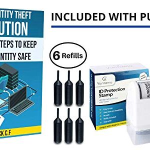 Identity Theft Protection Roller Stamps Wide Kit, Including 6-Pack Refills - Confidential Roller Stamp, Anti Theft, Privacy & Security Stamp, Designed for ID Blackout Security - Classy White