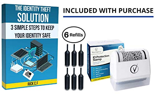 Identity Theft Protection Roller Stamps Wide Kit, Including 6-Pack Refills - Confidential Roller Stamp, Anti Theft, Privacy & Security Stamp, Designed for ID Blackout Security - Classy White