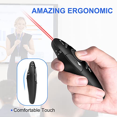 SSPONT Presentation Clicker for Powerpoint, Wireless Presentation Remote, Laser Pointer for Presenter, Slide Show Clicker, PPT/Keynote/Google Slides/Classroom, Mac/Windows/Linux/Laptop/MacBook (JH08)